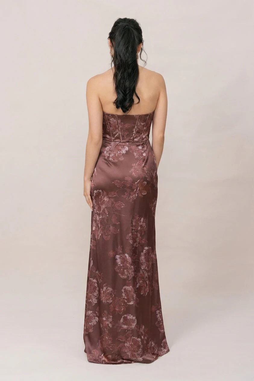Amara Satin Floral Print Dress | Made To Order - Image 59