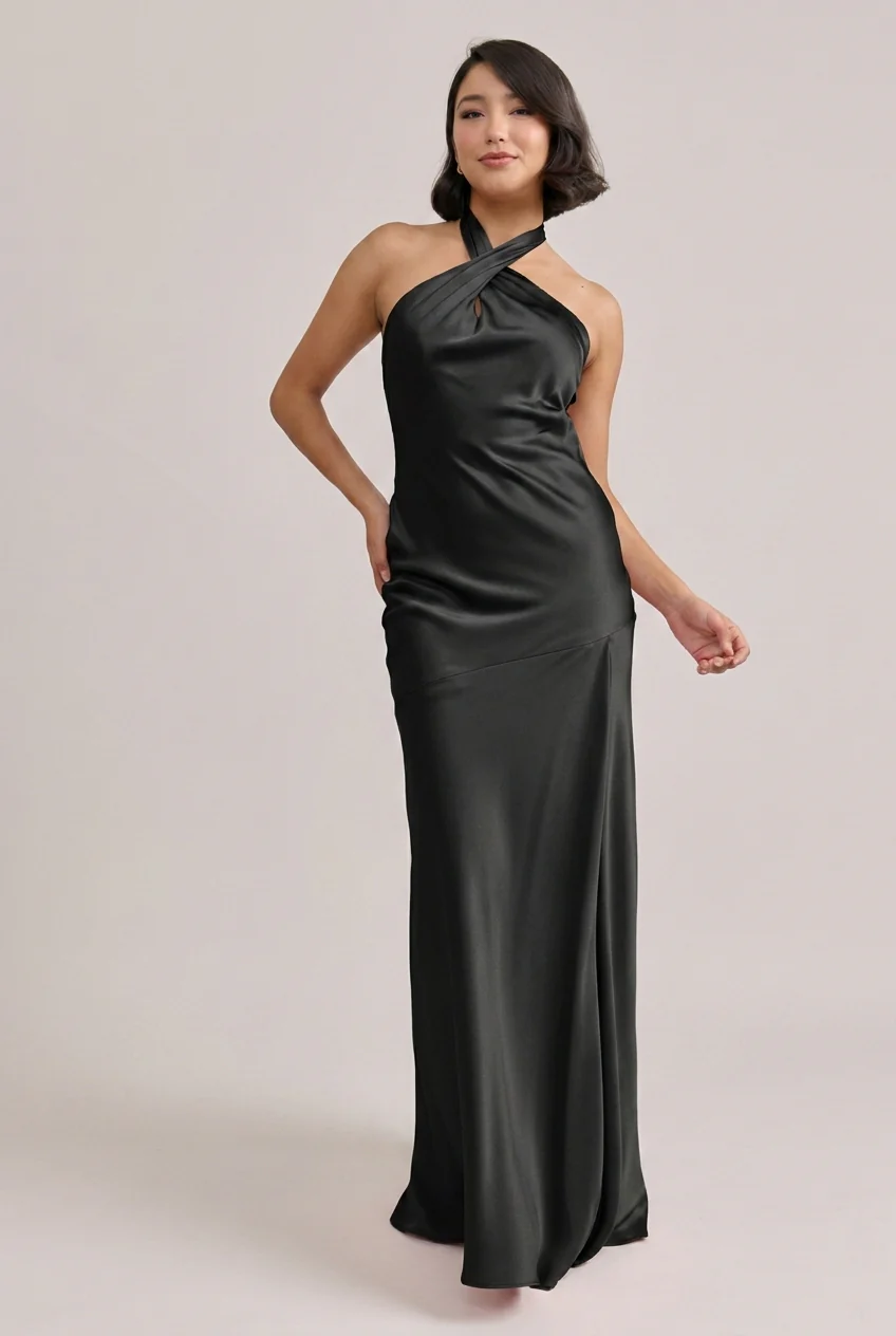 Athena Satin Dress | Ready To Ship | Black