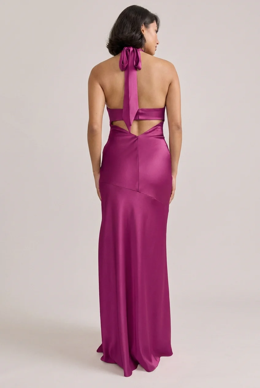 Athena Satin Dress | Ready To Ship | Fuchsia - Image 2