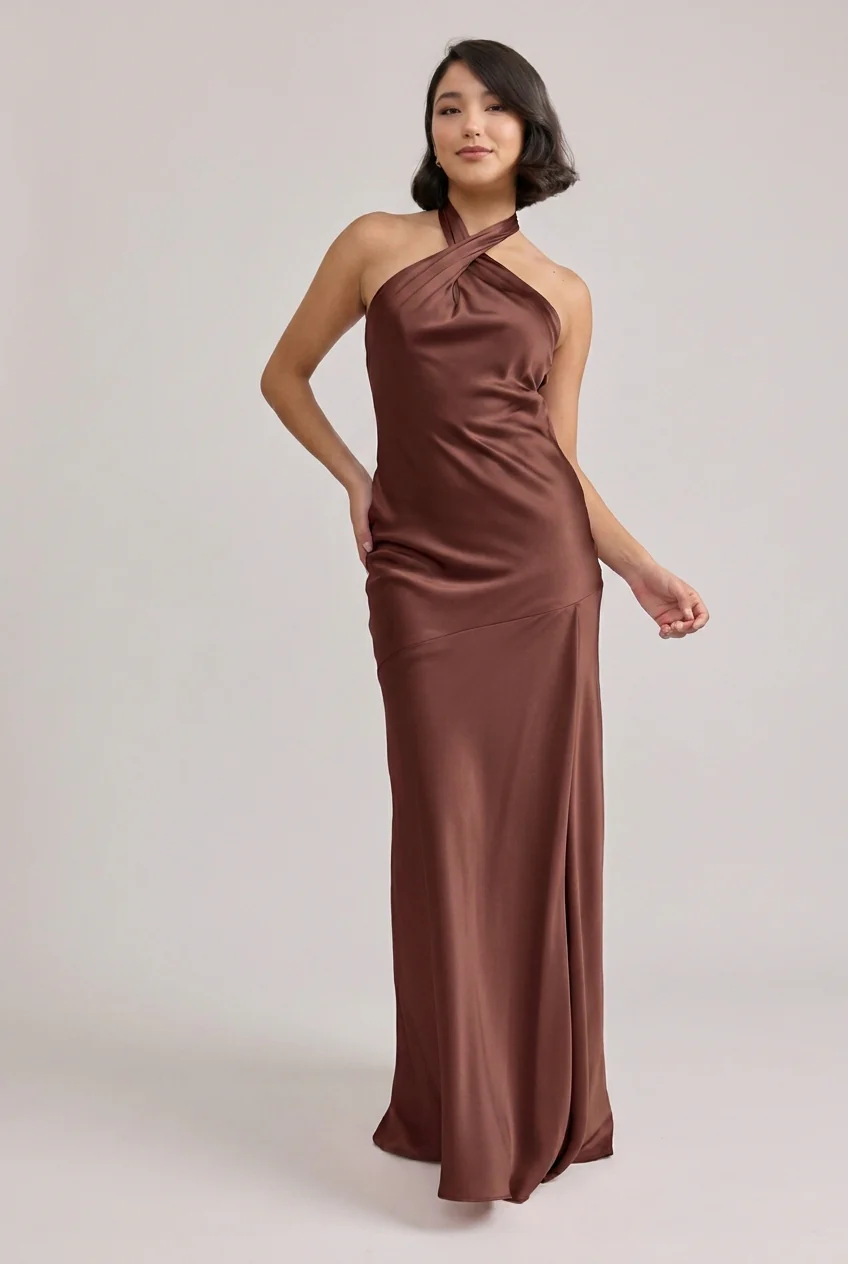 Athena Satin Dress | Ready To Ship | Mahogany