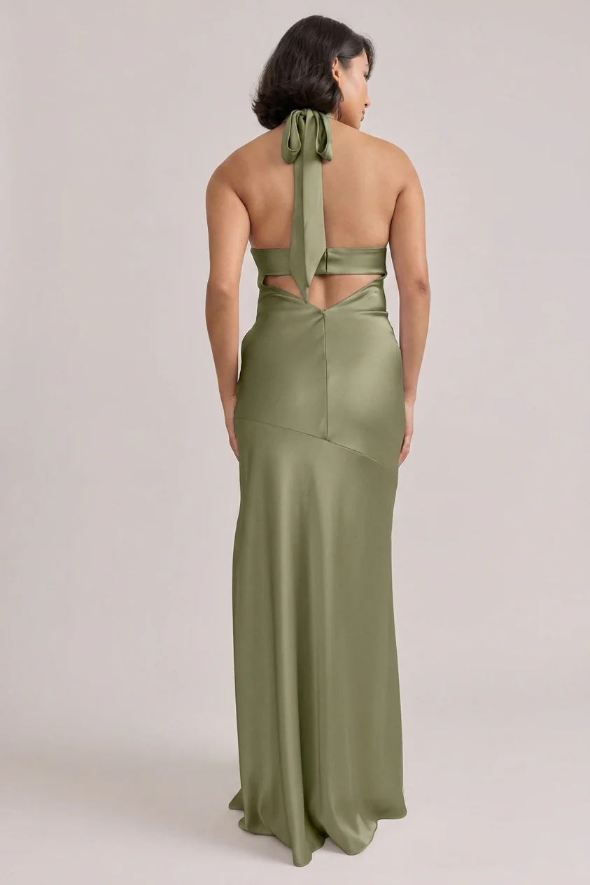 Athena Satin Dress | Ready To Ship | Moss - Image 2