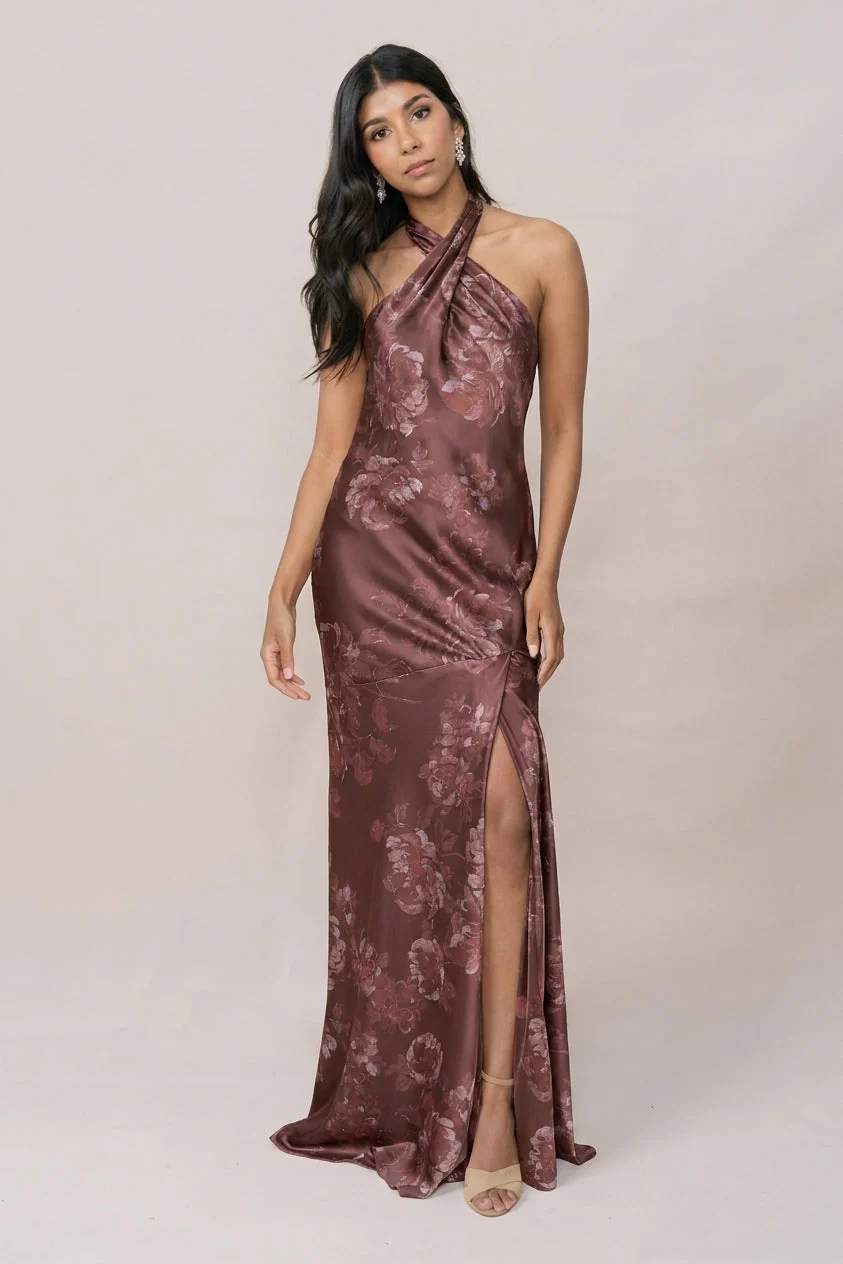 Athena Satin Floral Print Dress | Made To Order - Image 109