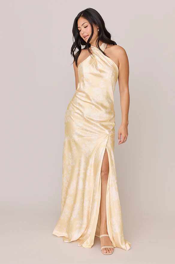 Athena Satin Floral Print Dress | Made To Order - Image 16