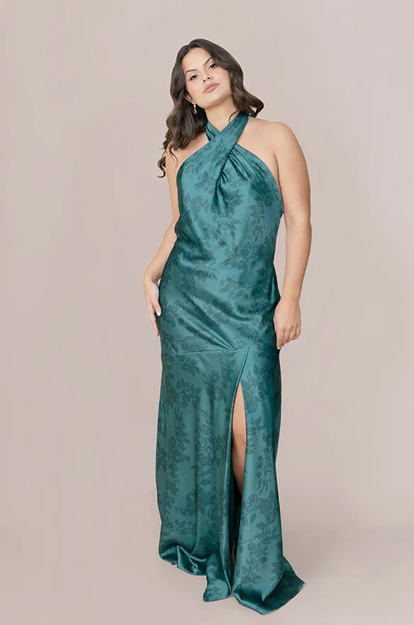 Athena Satin Floral Print Dress | Made To Order - Image 23