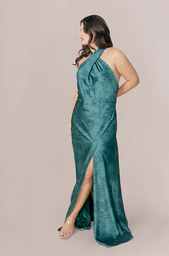 Athena Satin Floral Print Dress | Made To Order - Image 24