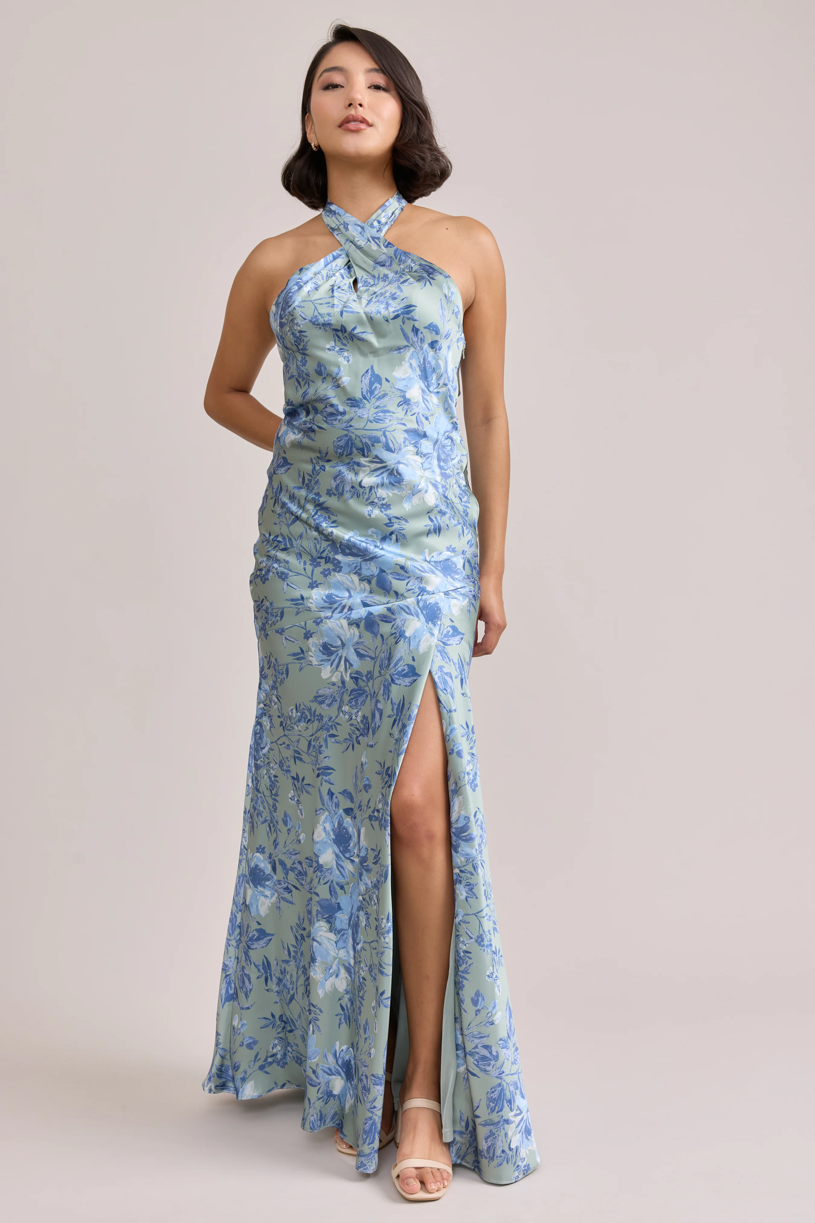 Athena Satin Floral Print Dress | Made To Order - Image 94