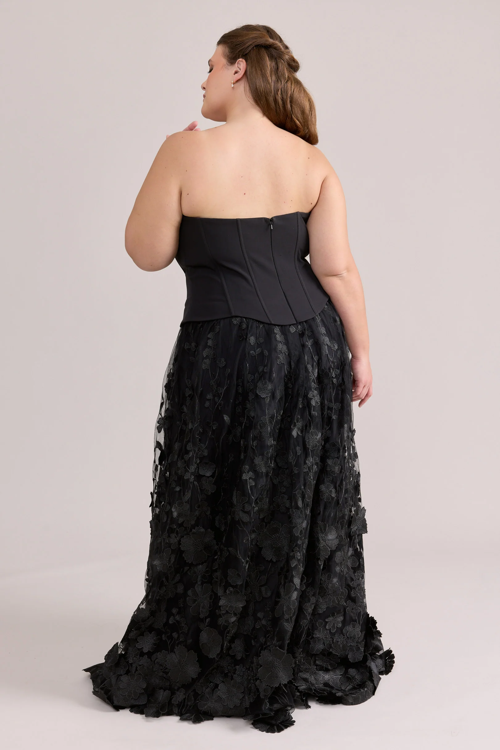 Azalea Crepe + Appliqué Dress | Ready To Ship | Black - Image 3