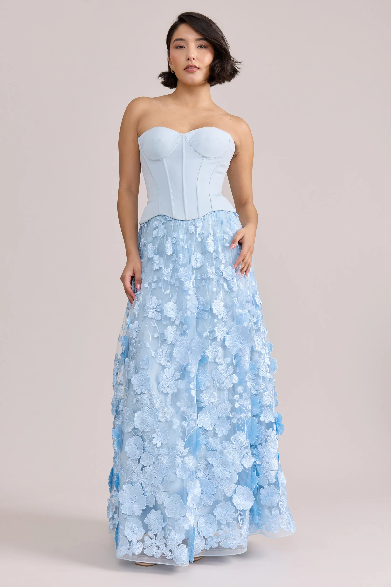 Azalea Crepe + Appliqué Dress | Ready To Ship | Sky Blue - Image 2
