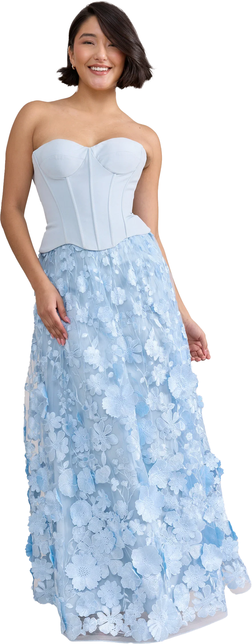 Azalea Crepe + Appliqué Dress | Ready To Ship | Sky Blue - Image 5