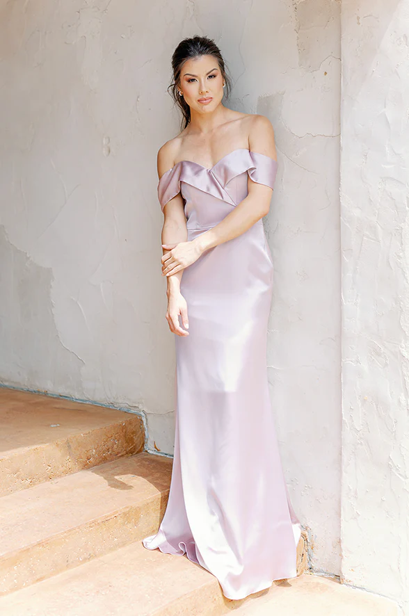 Bardot Satin Dress | Made To Order