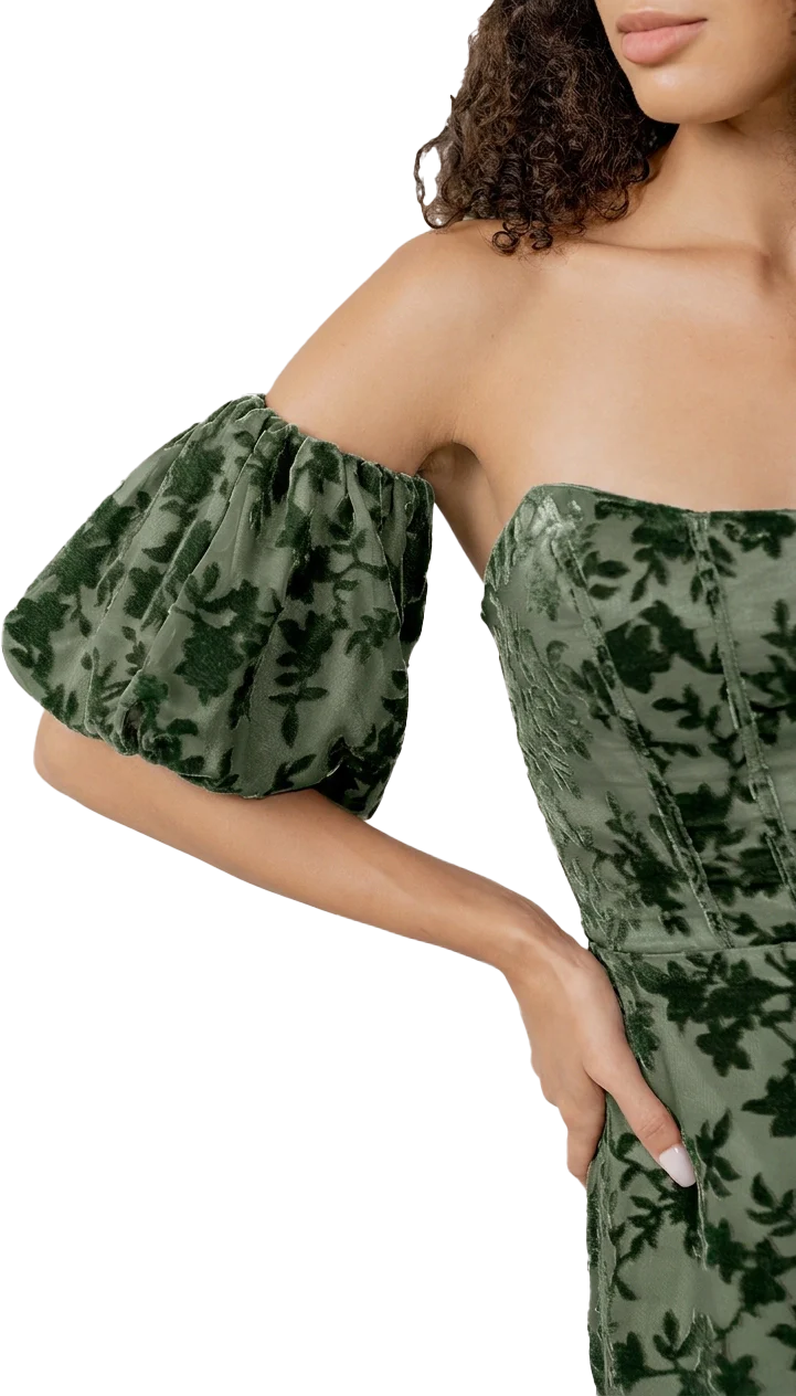 Floral Burnout Velvet Bubble Sleeves | Made To Order - Image 19