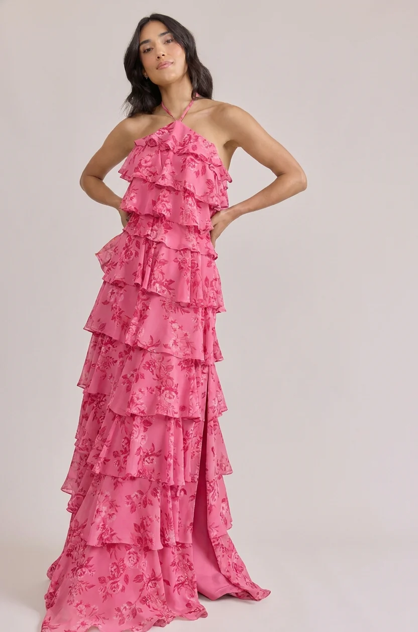 Carrie Chiffon Floral Print Dress | Made To Order - Image 48