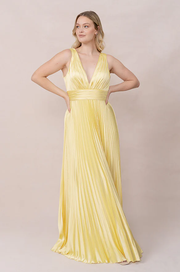 Celine Satin Pleated Dress | Made To Order