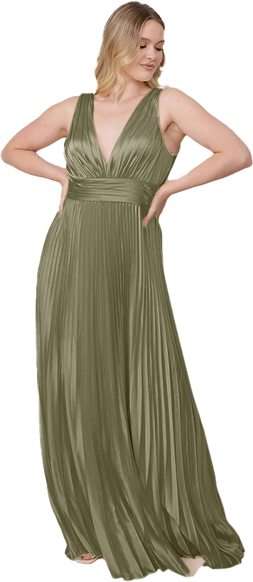 Celine Satin Pleated Dress | Made To Order - Image 140