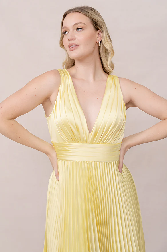 Celine Satin Pleated Dress | Made To Order - Image 2