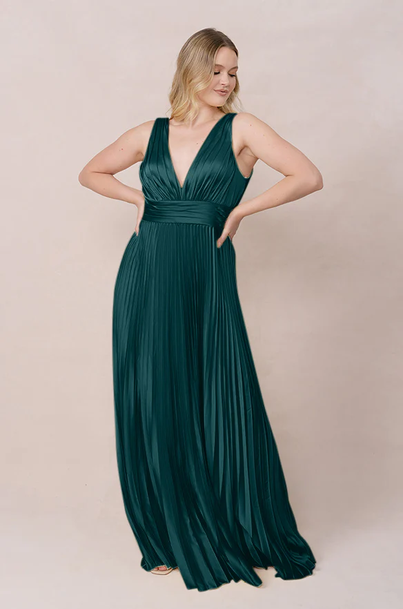 Celine Satin Pleated Dress | Made To Order - Image 23