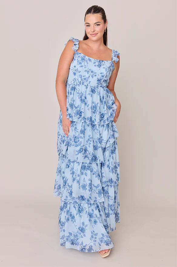 Chiffon Floral Print Mega Swatch | Ready To Ship | Sky Blue Garden - Image 2