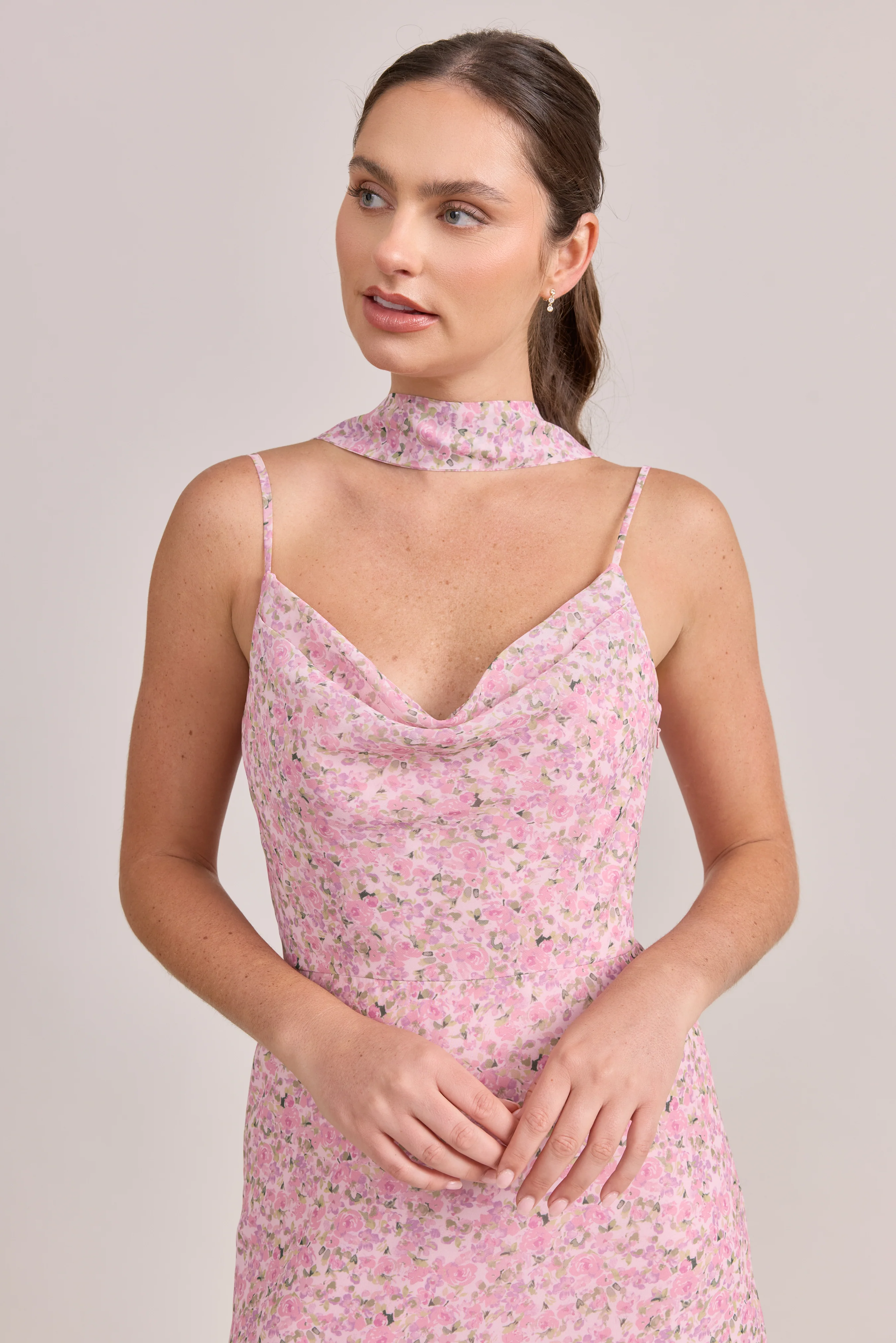 Chiffon Floral Print Skinny Scarf | Made To Order - Image 16