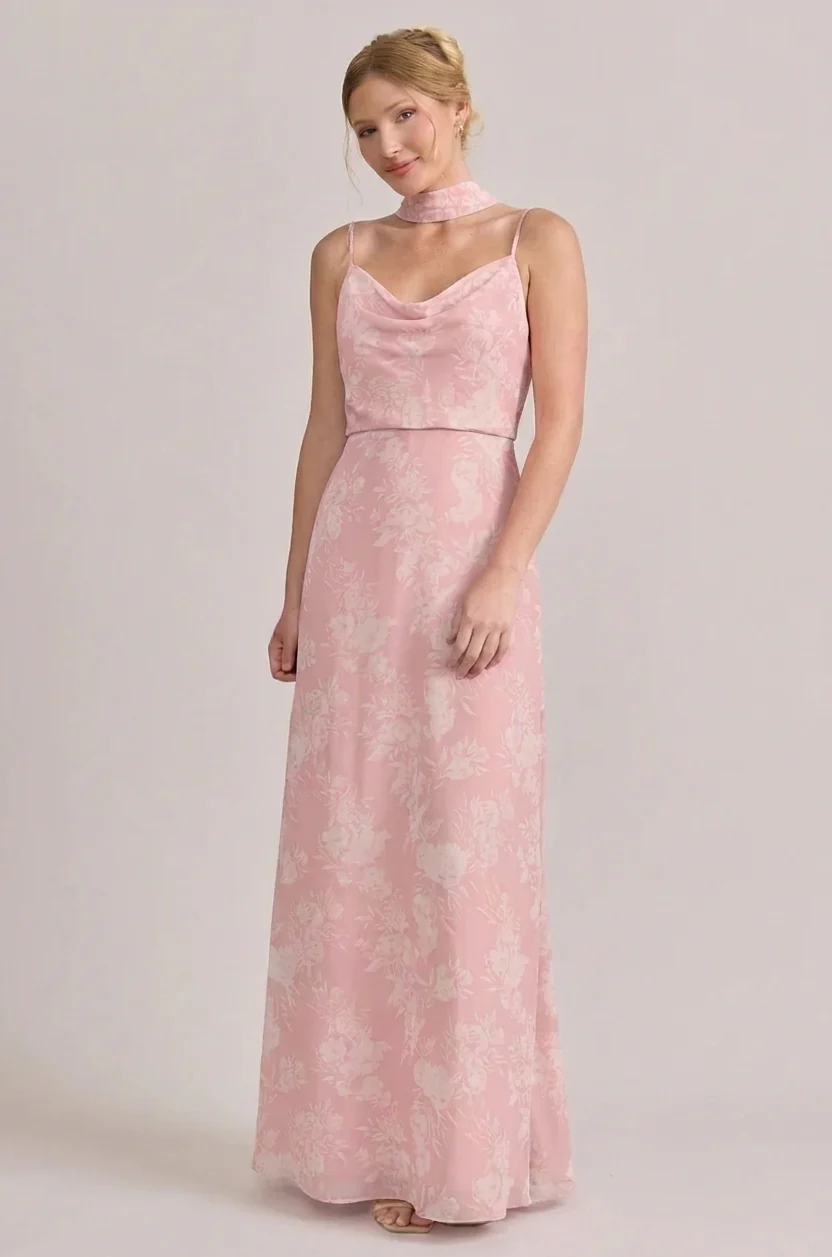 Chiffon Floral Print Skinny Scarf | Made To Order - Image 44