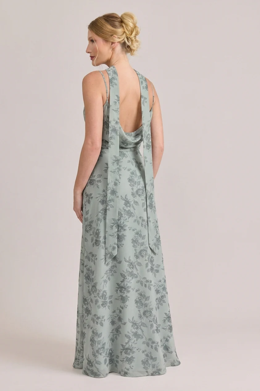 Chiffon Floral Print Skinny Scarf | Made To Order - Image 46