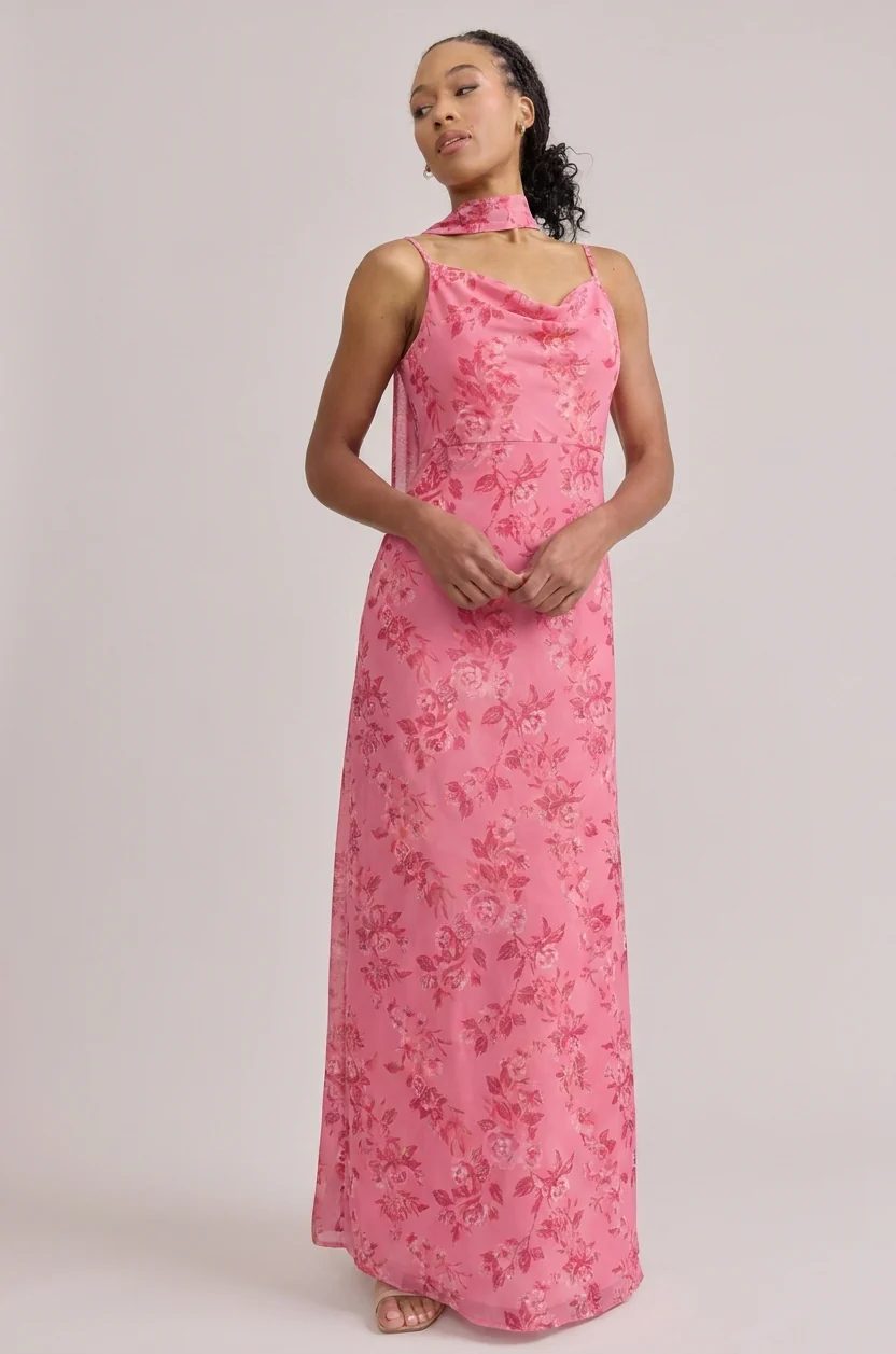 Chiffon Floral Print Skinny Scarf | Made To Order - Image 63