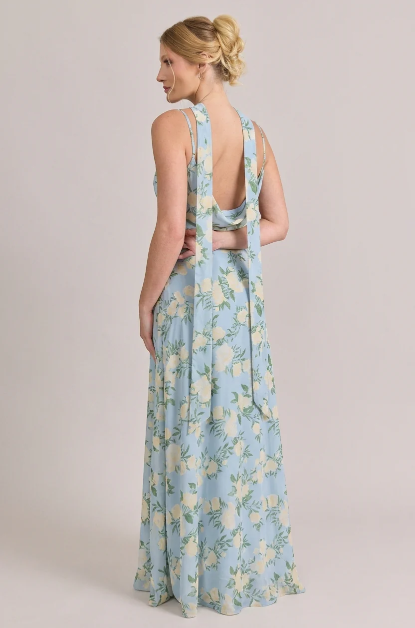 Chiffon Floral Print Skinny Scarf | Made To Order - Image 70