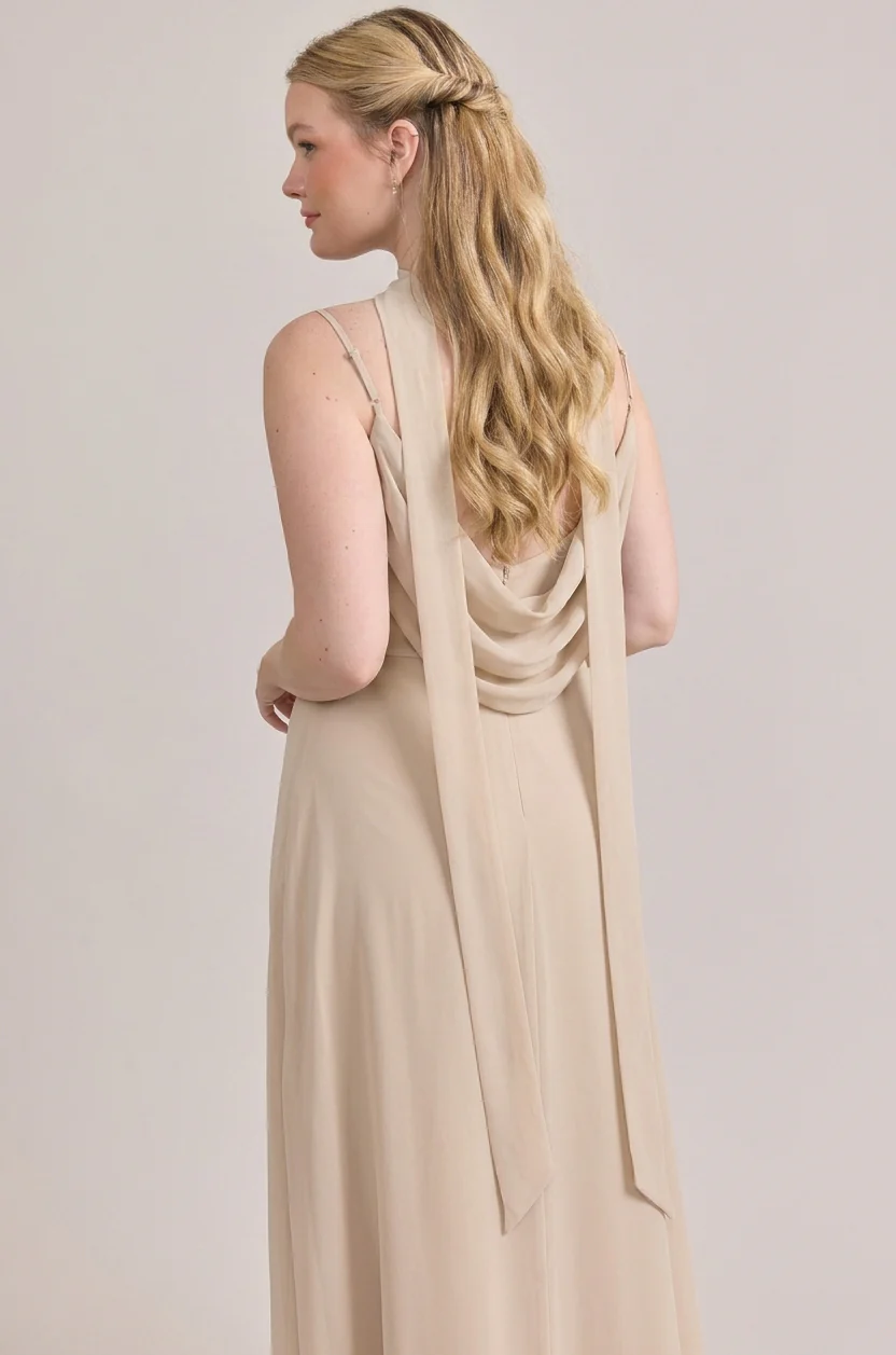 Chiffon Skinny Scarf | Ready To Ship | Champagne - Image 2