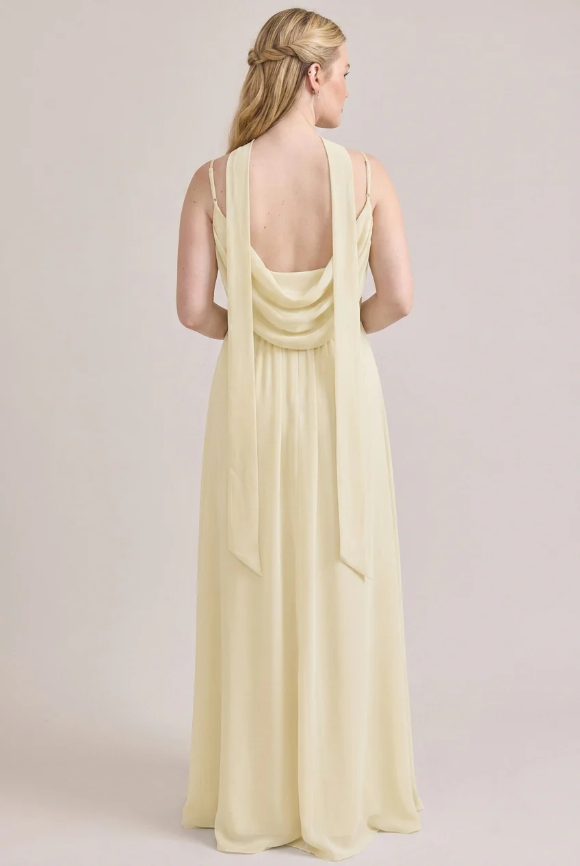 Chiffon Skinny Scarf | Ready To Ship | Pale Yellow - Image 2