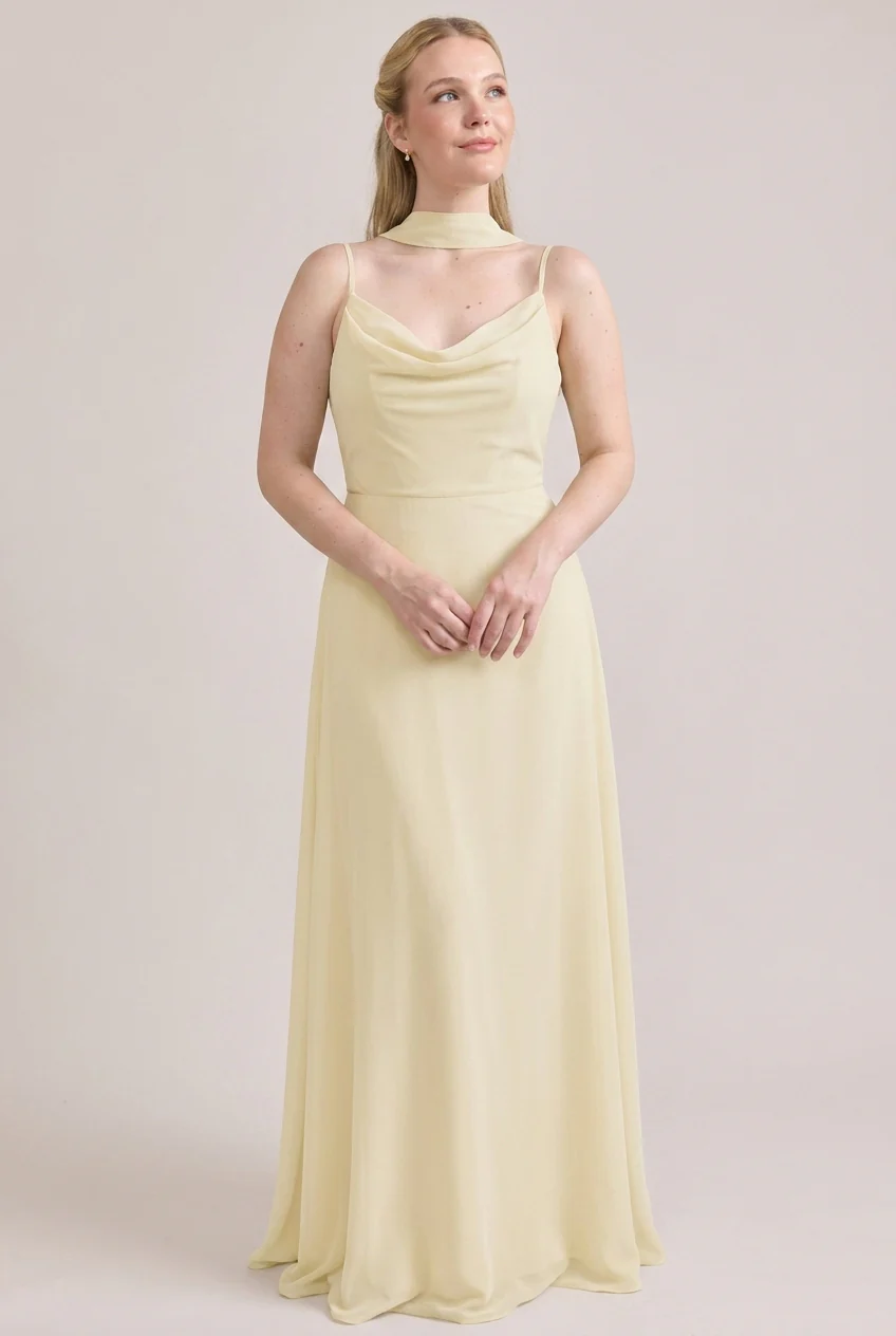 Chiffon Skinny Scarf | Ready To Ship | Pale Yellow - Image 3