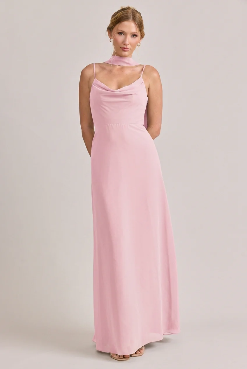 Chiffon Skinny Scarf | Ready To Ship | Perfect Pink - Image 3