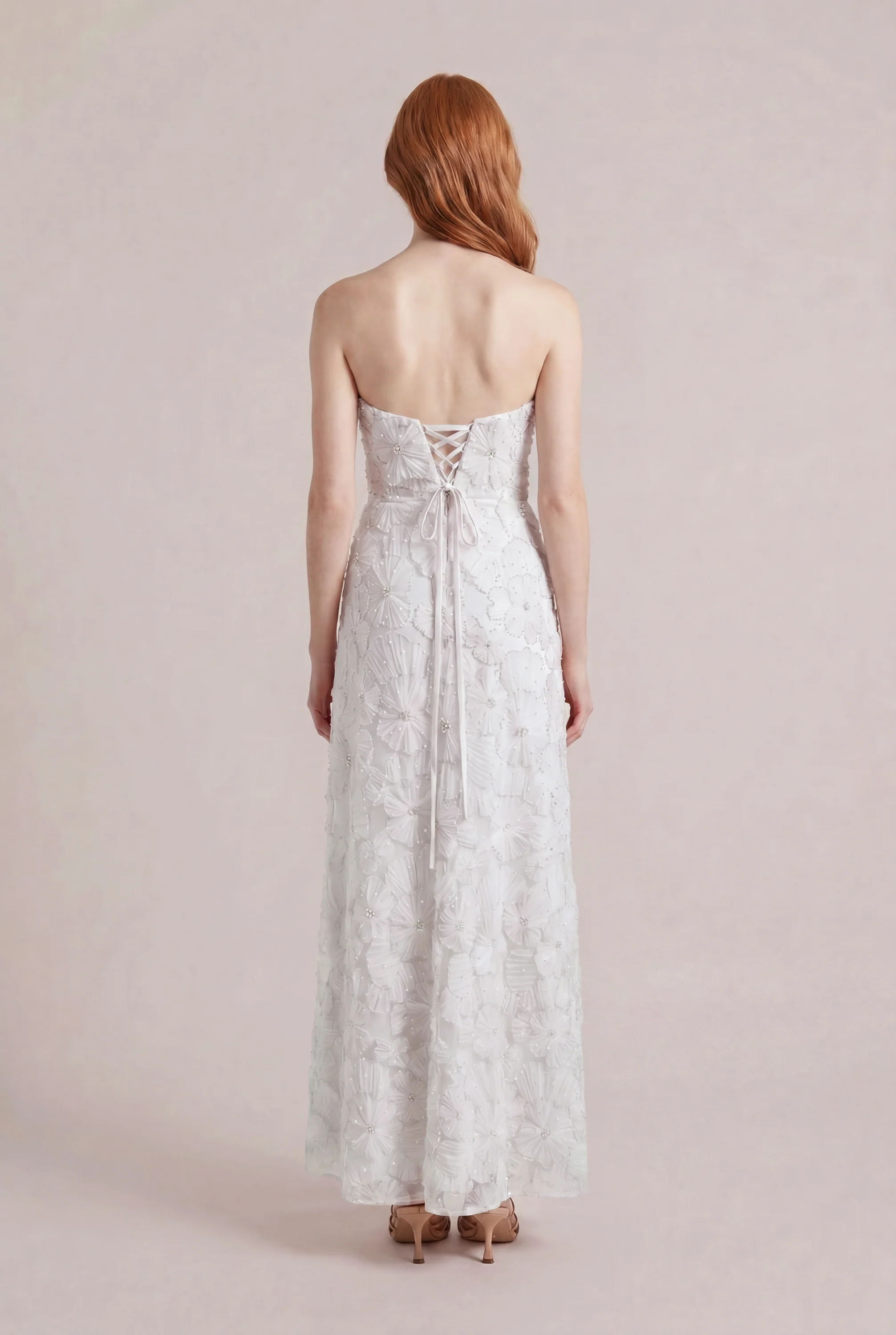 Darcy Beaded Floral Dress | Ready To Ship | White - Image 3