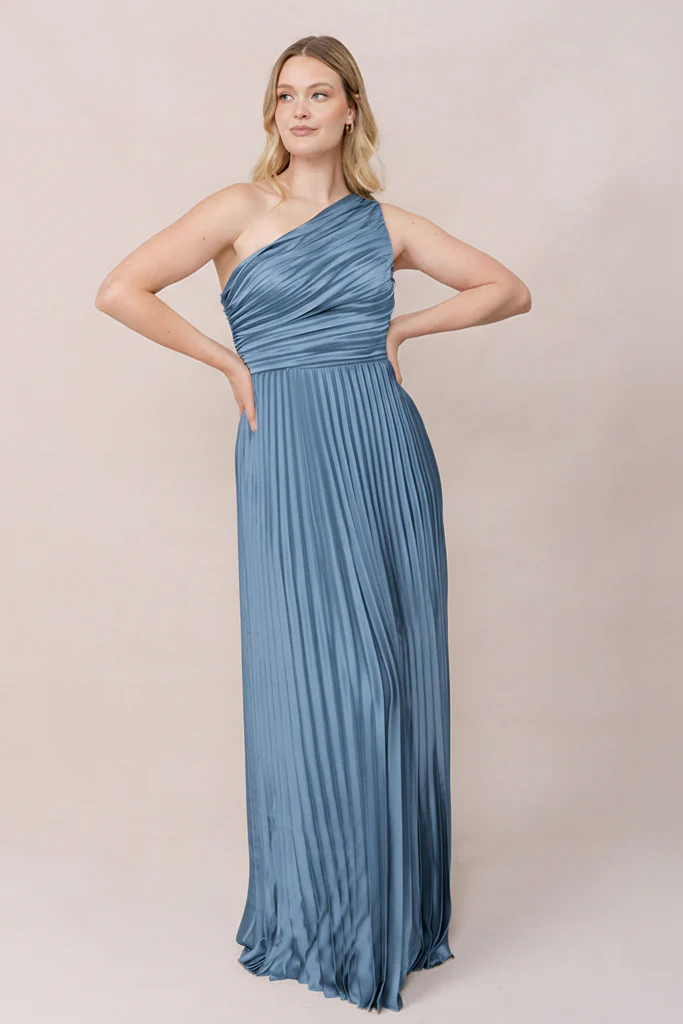 Declan Satin Pleated Dress | Made To Order - Image 167