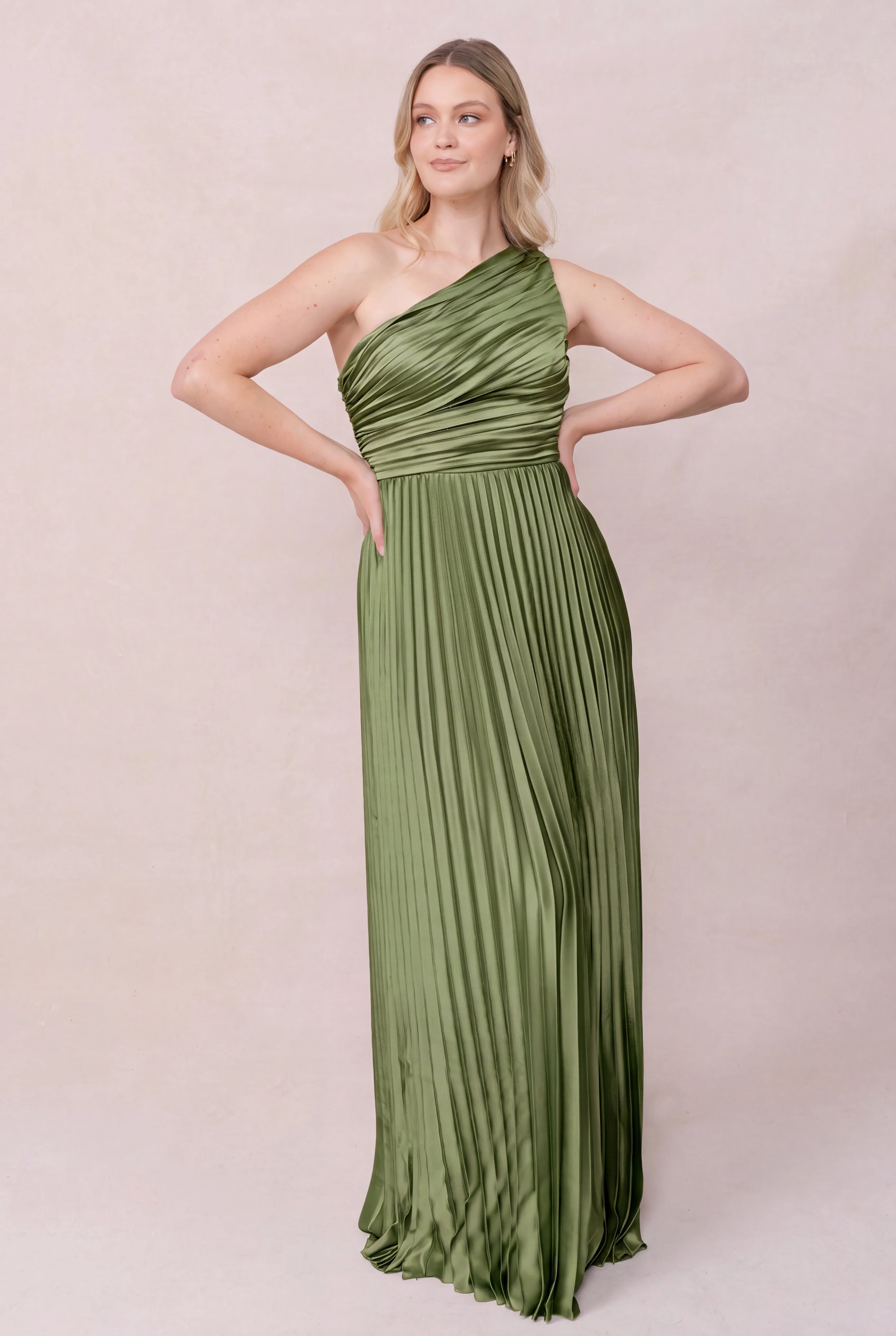 Declan Satin Pleated Dress | Made To Order - Image 178