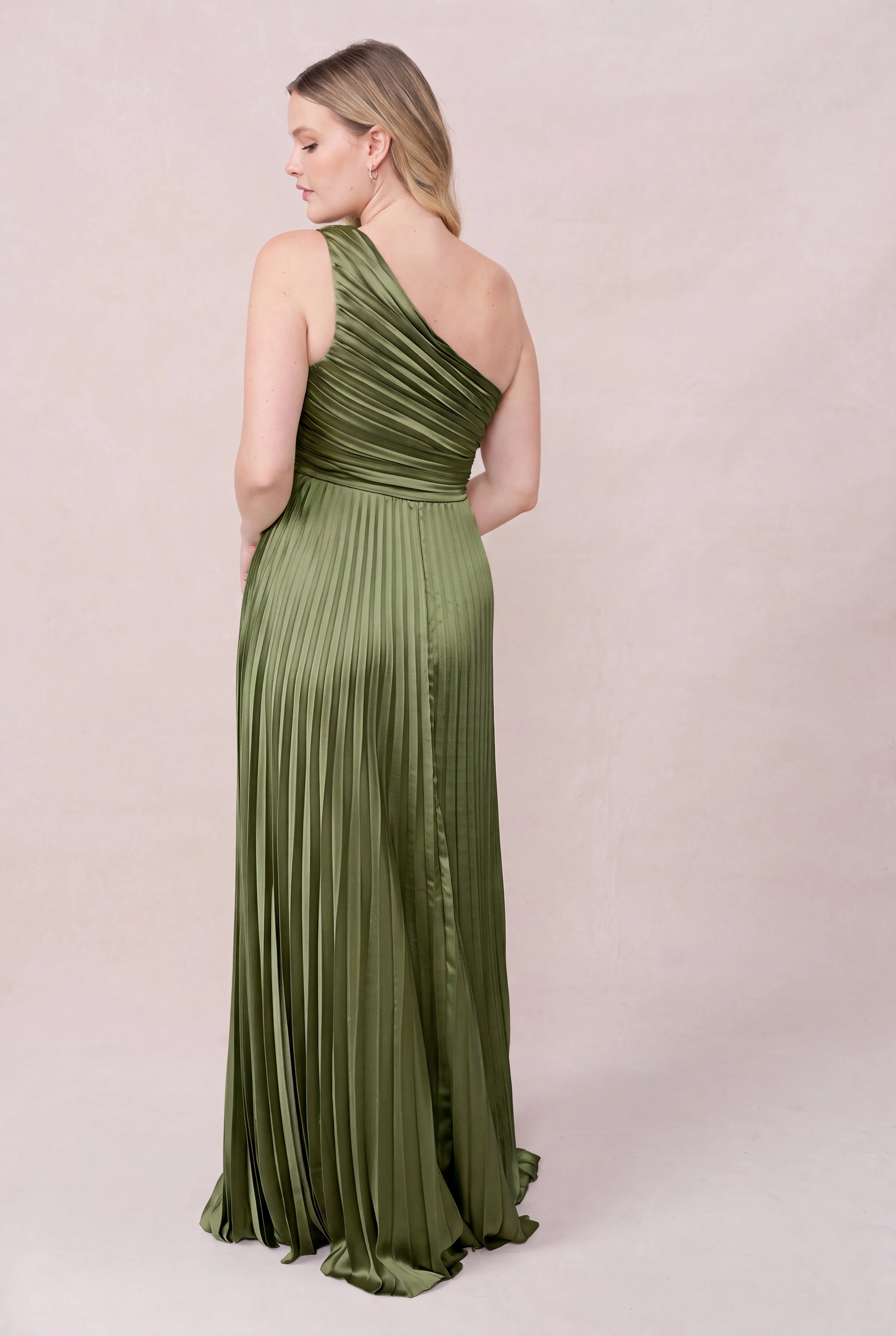 Declan Satin Pleated Dress | Made To Order - Image 179
