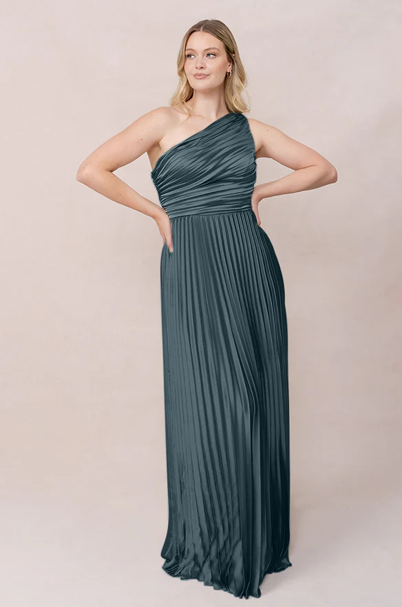 Declan Satin Pleated Dress | Made To Order - Image 36