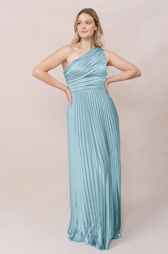 Declan Satin Pleated Dress | Made To Order - Image 48