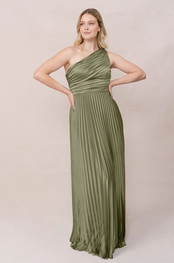 Declan Satin Pleated Dress | Made To Order - Image 60
