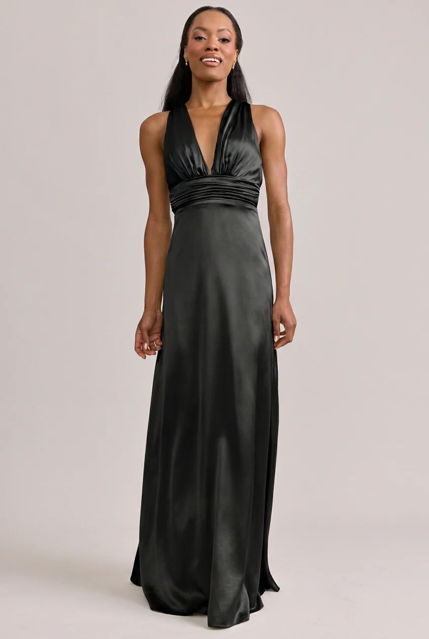 Dylan Satin Dress | Ready To Ship | Black - Image 3