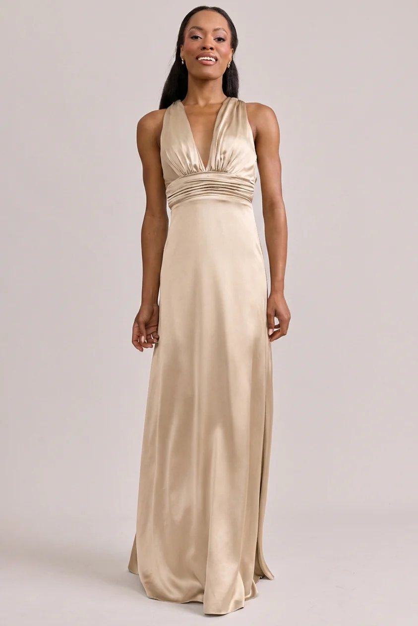 Dylan Satin Dress | Ready To Ship | Gold Champagne - Image 3