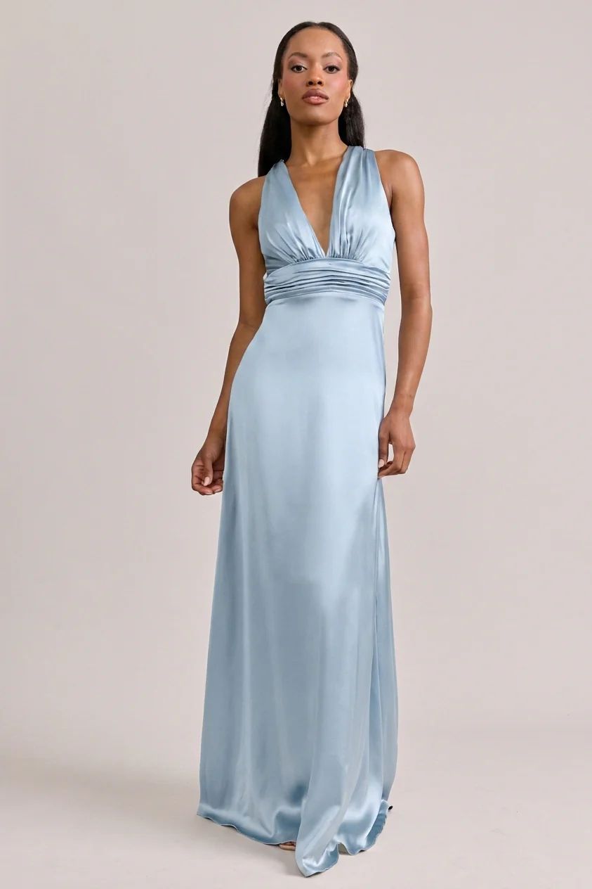 Dylan Satin Dress | Ready To Ship | Sky Blue