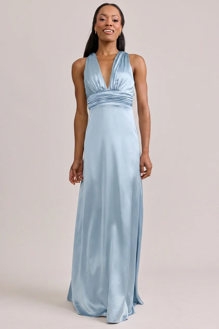 Dylan Satin Dress | Ready To Ship | Sky Blue - Image 3