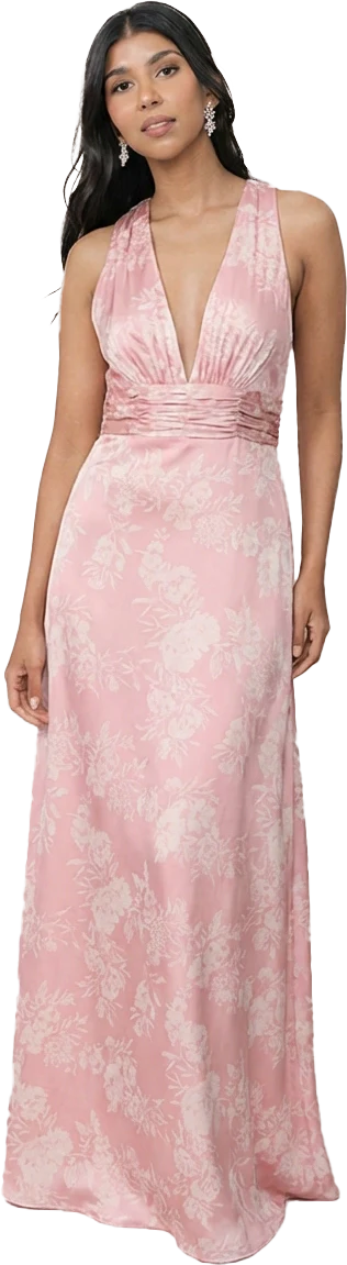 Dylan Satin Floral Print Dress | Made To Order - Image 58