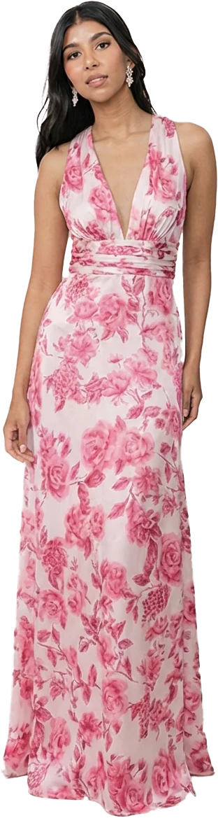 Dylan Satin Floral Print Dress | Made To Order - Image 64