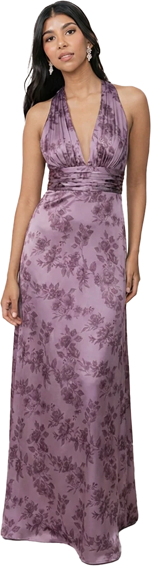 Dylan Satin Floral Print Dress | Made To Order - Image 66