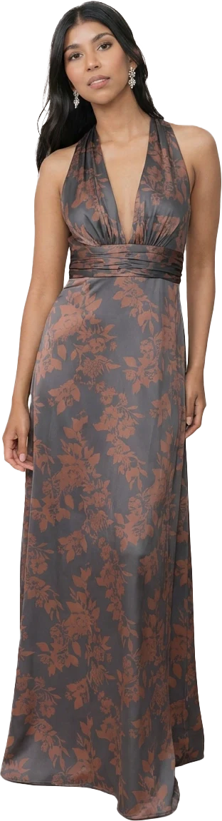 Dylan Satin Floral Print Dress | Made To Order - Image 67