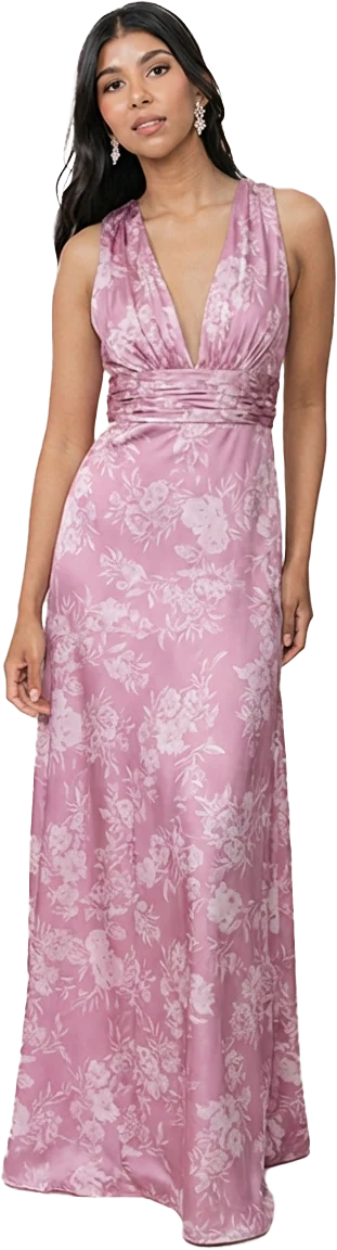 Dylan Satin Floral Print Dress | Made To Order - Image 68