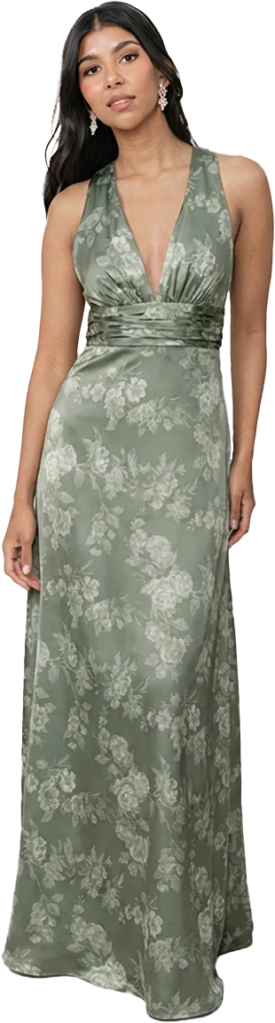 Dylan Satin Floral Print Dress | Made To Order - Image 70