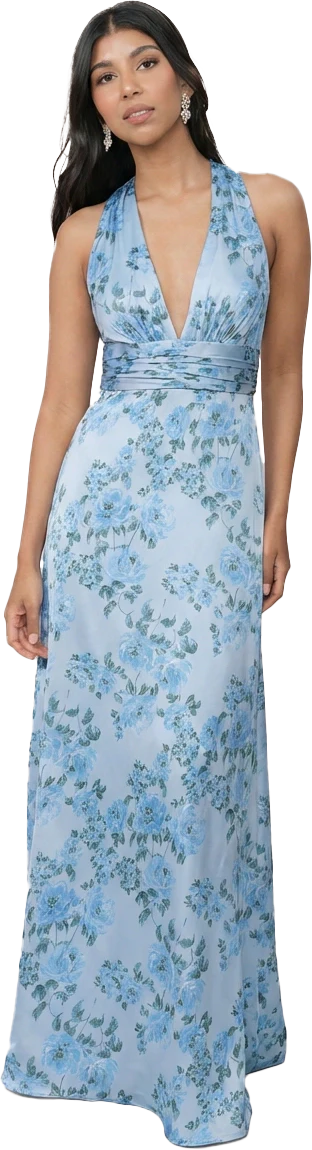 Dylan Satin Floral Print Dress | Made To Order - Image 81