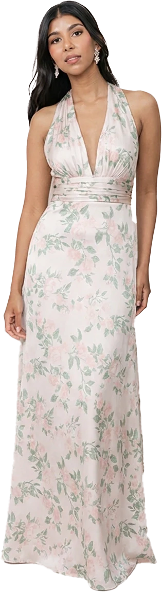 Dylan Satin Floral Print Dress | Made To Order - Image 84