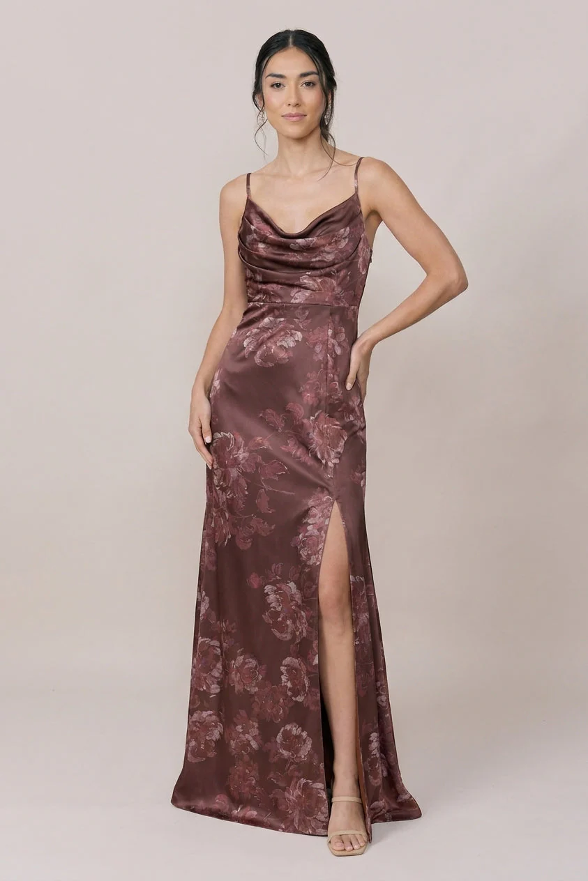 Ember Satin Floral Print Dress | Made To Order - Image 57